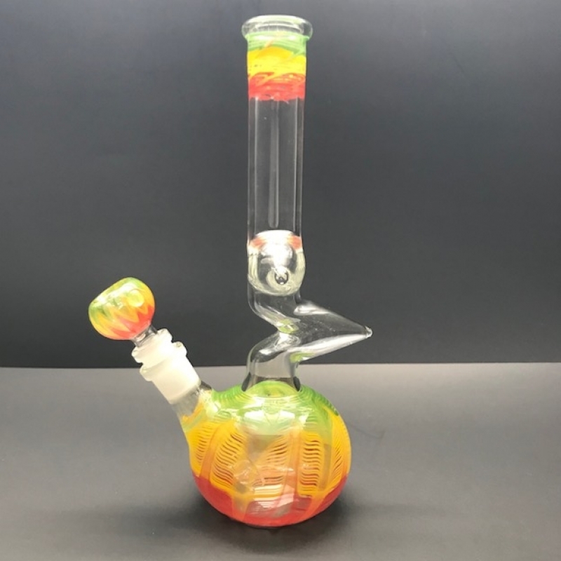 Rasta Zig Zag Glass Pipe - Kings Pipes